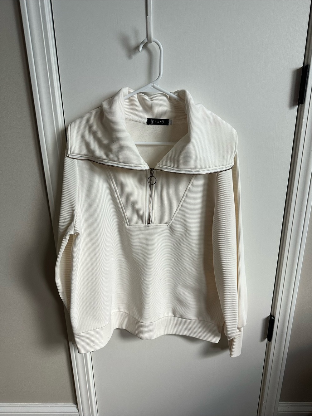 EFAN Cream Half-Zip Funnelneck Sweater